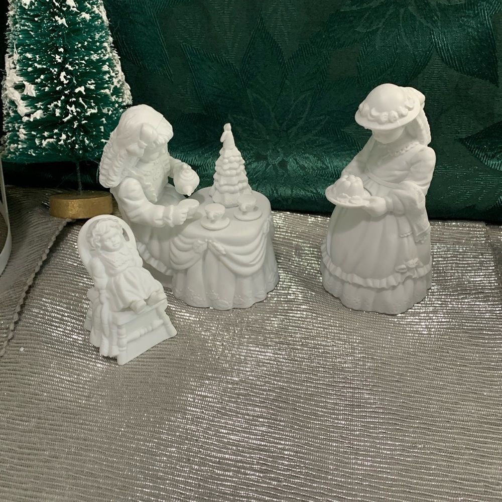 Department 56 Winter Silhouette White
Porcelain Figures Christmas Tea Set Of 3